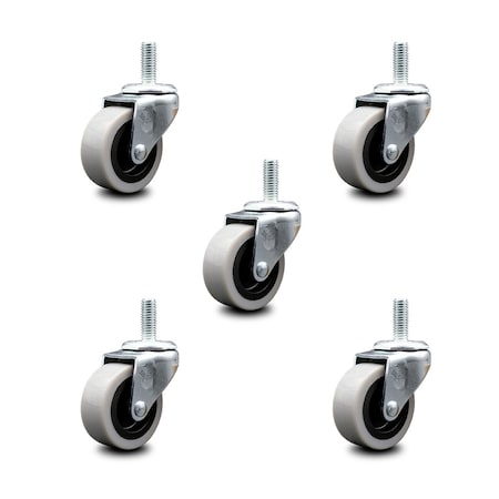 Service Caster 2 Inch Polyurethane Wheel 3/8 Inch Threaded Stem Caster, 5PK SCC-TS05S210-TPUS-381610-5
